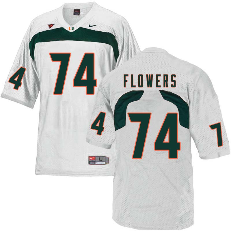 Nike Miami Hurricanes #74 Ereck Flowers College Football Jerseys Sale-White - Click Image to Close